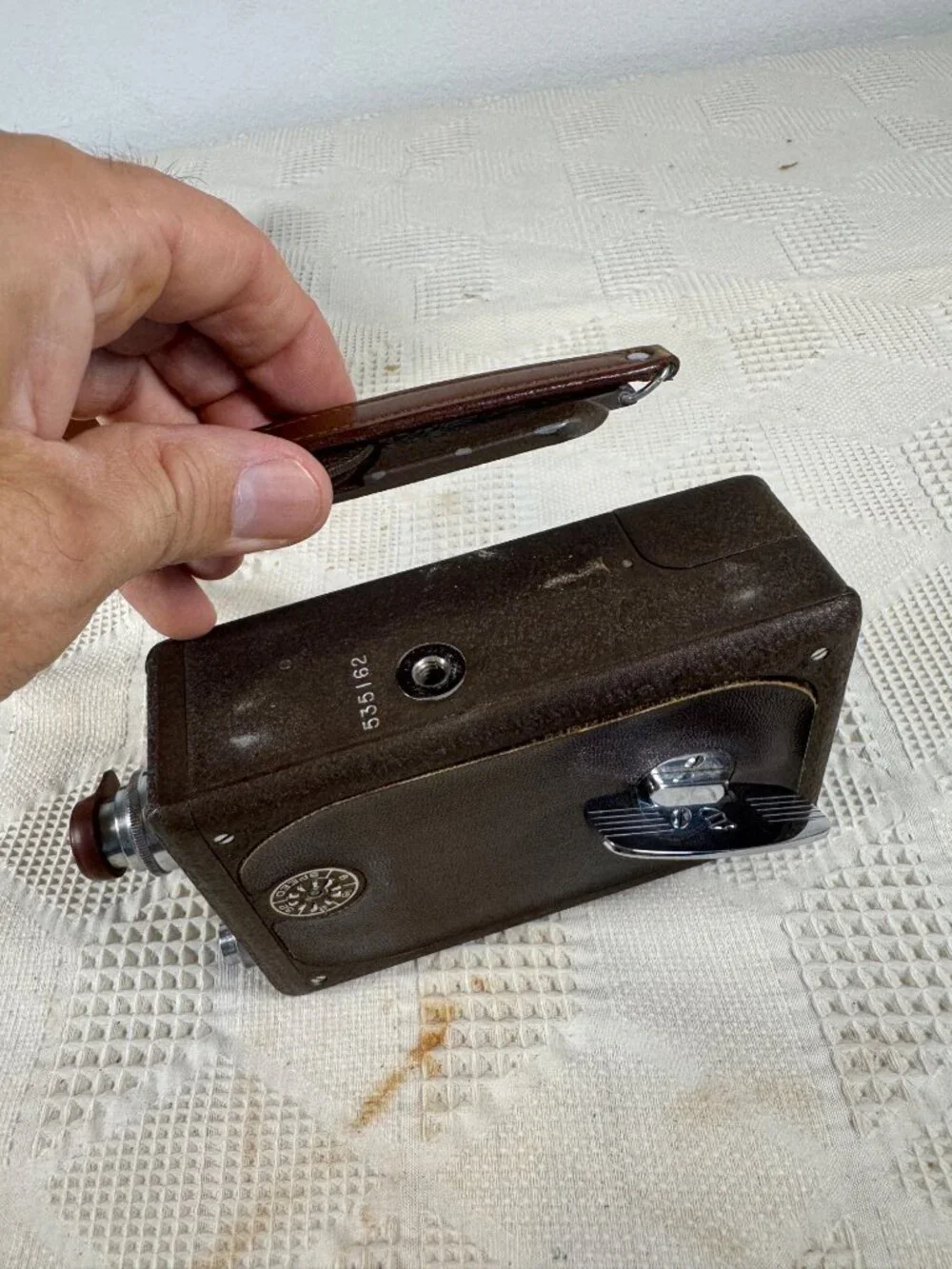 Vintage Bell and Howell Filmo Auto Load 8mm Movie Camera With Brown Leather Case